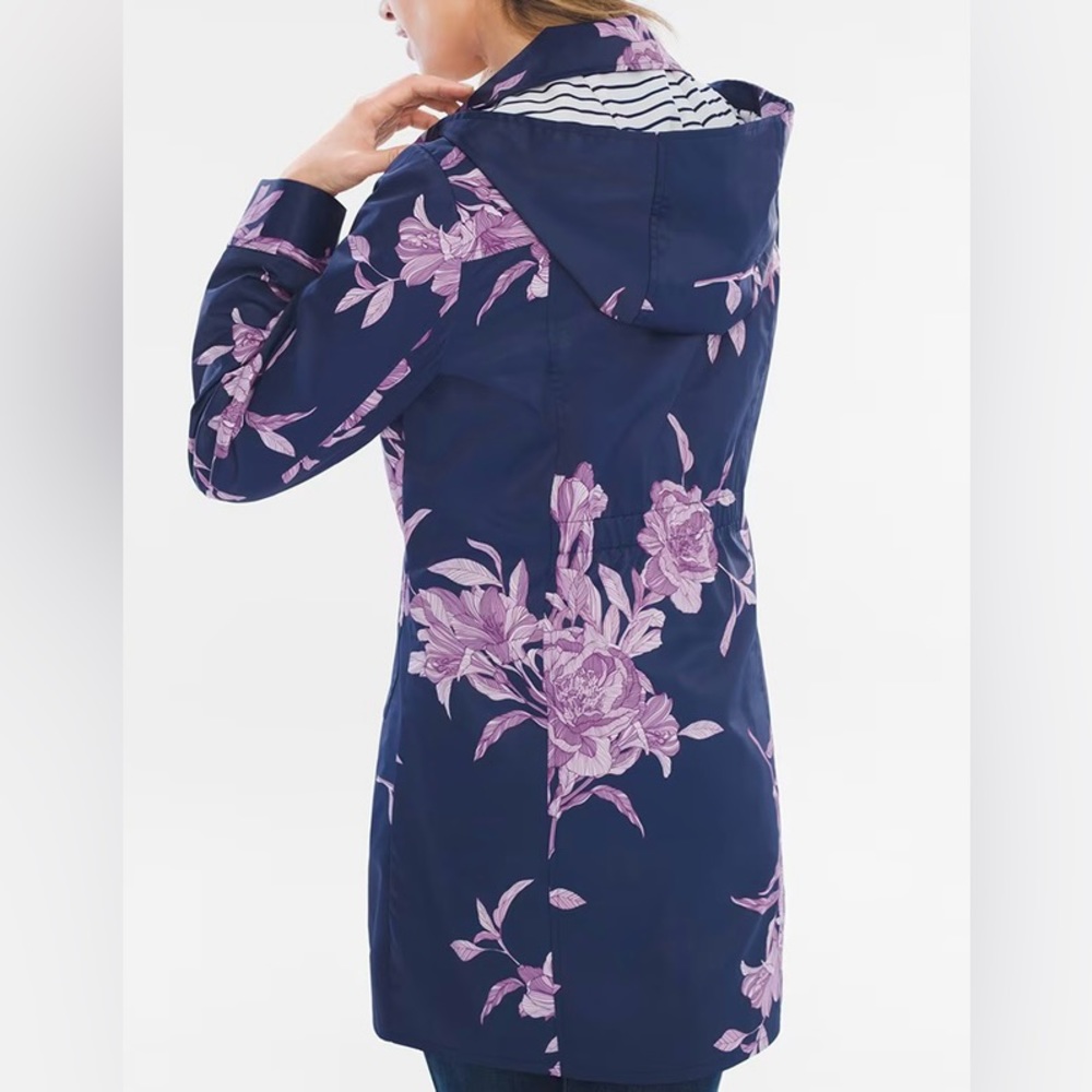RAINCOATS navy blue and purple flowers